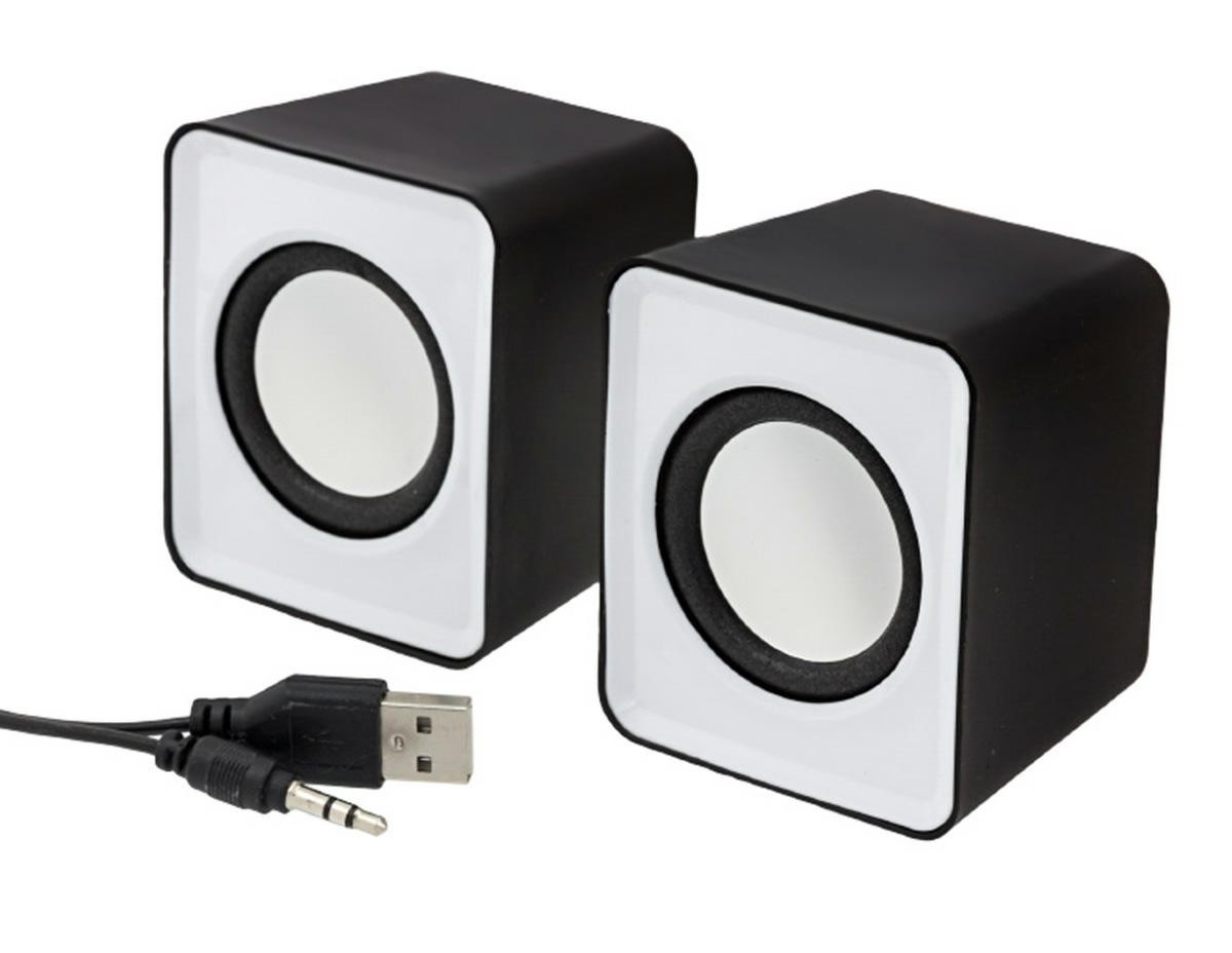 Mini boxe stereo 2.0, 6W, 30Hz - 20Khz, 4Ω, 80dB, 182g, 7 x 6 x 4,5cm, negru/alb - imagine 6